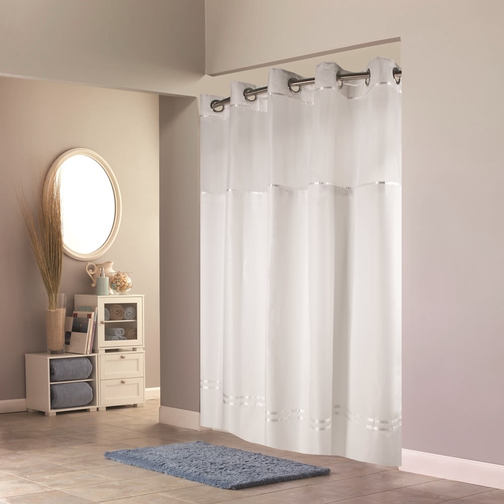 GuestSupply US Hookless® Escape Shower Curtain with Snapin Liner